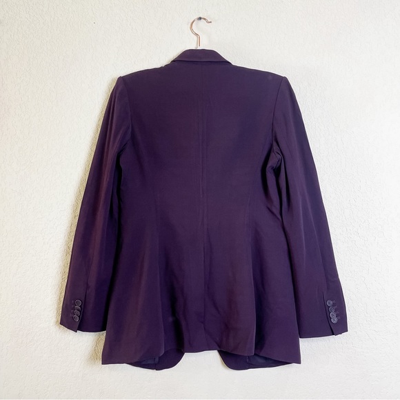 Theory Andorie Textured Peak Lapel Blazer Purple Maroon Size 10 - Picture 5 of 7